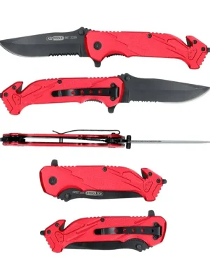 Nůž taktický kapesní zavírací, řezač pásů a rozbíječ skla, délka 21 cm - KS TOOLS 907.2220 - MojeDílna Rychlé Dodání