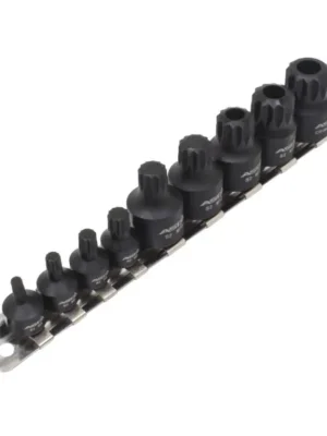 Zástrčné hlavice, úderové, XZN a XZN s otvorem, krátké, na liště, M4-M18, 9 ks - ASTA - MojeDílna Poslední Šance