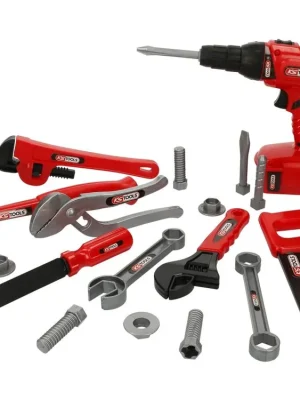 Víkendová Akce Dětská sada nářadí - AKU šroubovák, kladivo, pila, klíče, 19 dílů v přepravce - KS TOOLS - MojeDílna